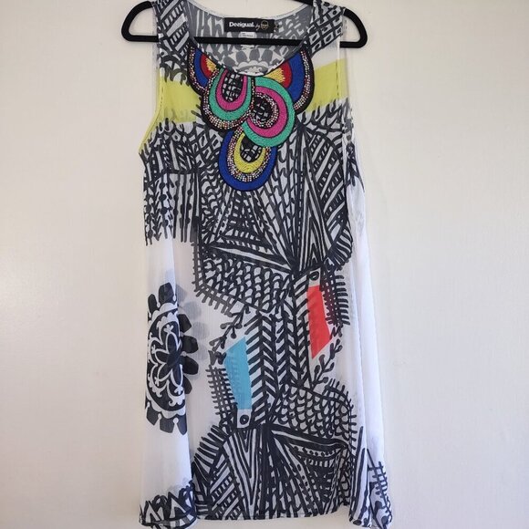 Desigual x Christian Lacroix Natalia Colorful Beaded Sleeveless Mini Dress EU 42 - Picture 4 of 9